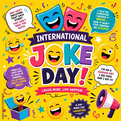 Funny International Joke Day greeting design - ai generative