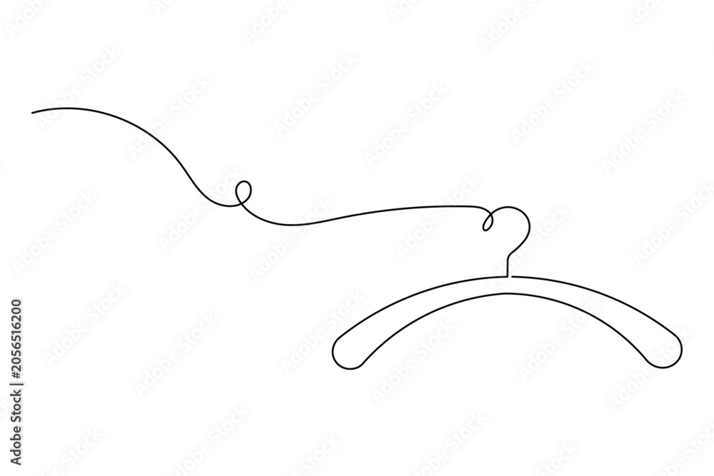 Obraz premium Clothes hanger minimal artistic line drawing for boutique branding icon