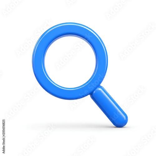 Blue 3D Magnifying Glass Icon for Search and Discovery