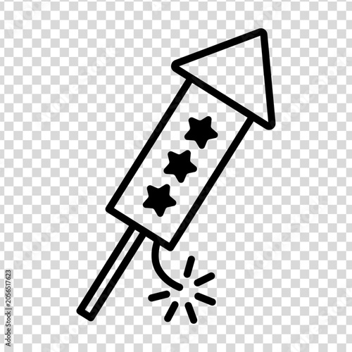 Rocket firework line icon for patriotic festival launch