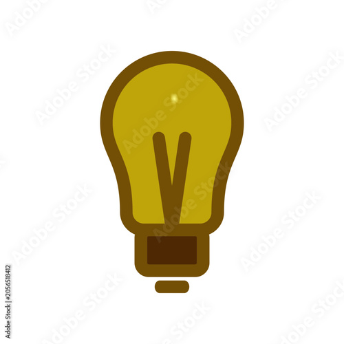 Modern yellow golden light bulb vector icon with smooth gradient shading isolated on white background, representing creative thinking, business innovation, inspiration, and bright smart solutions.

