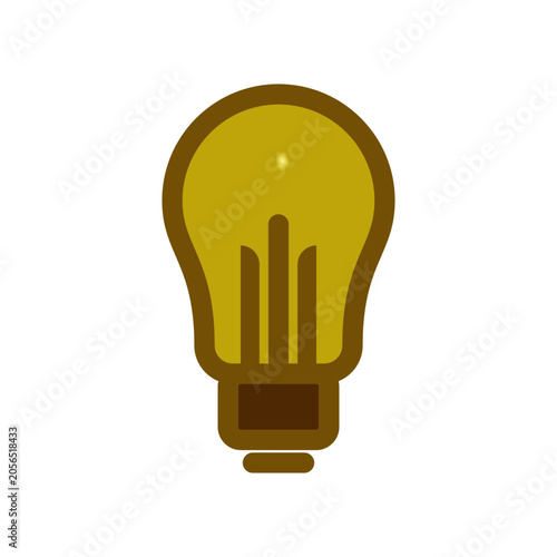 Modern yellow golden light bulb vector icon with smooth gradient shading isolated on white background, representing creative thinking, business innovation, inspiration, and bright smart solutions.
