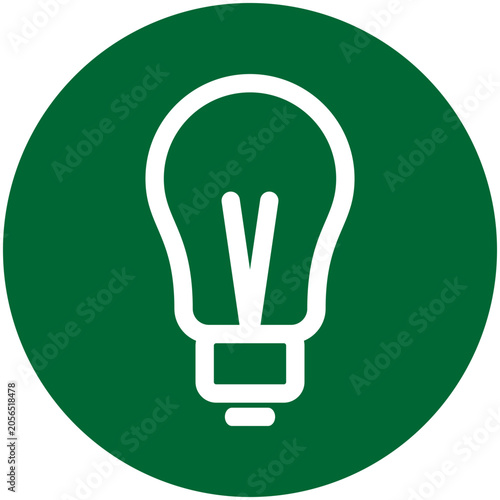 Light Bulb Icon in Green Circle Representing Idea Creativity and Eco Energy
