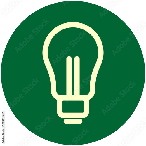 Light Bulb Icon in Green Circle Representing Idea Creativity and Eco Energy
