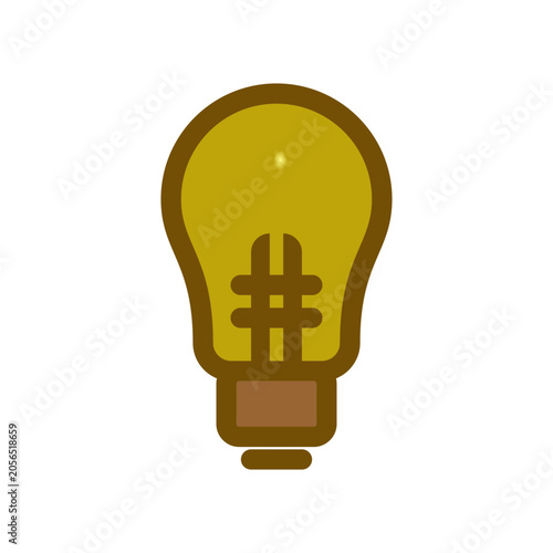 Golden Light Bulb Vector Icon Symbol of Creative Idea and Solution
