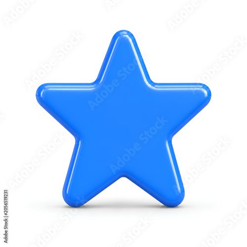 Blue 3D Star Icon for Rating and Quality