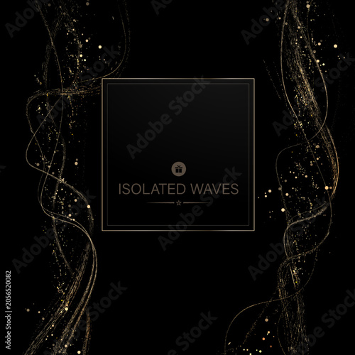 Isolated design elements. Copper sparkling waves with fine tinsel.
