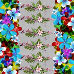 Untitled design - 1Colorful Tropical Floral Border Pattern on Gray Background