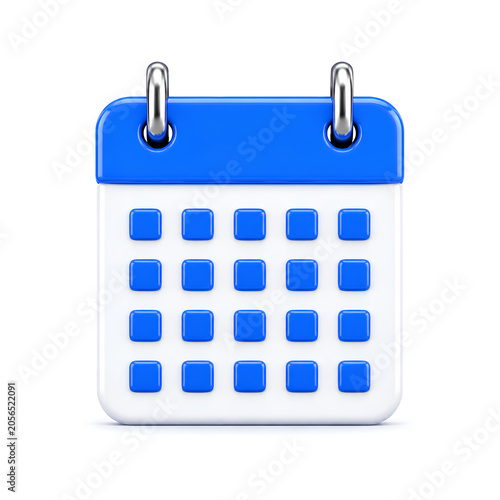 Blue 3D Calendar Icon for Scheduling and Time Management
