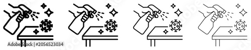 Valokuva Set of disinfection, surface cleaning, or sanitization icons, symbols for fighting germs, sanitation, hygiene, and maintaining cleanliness