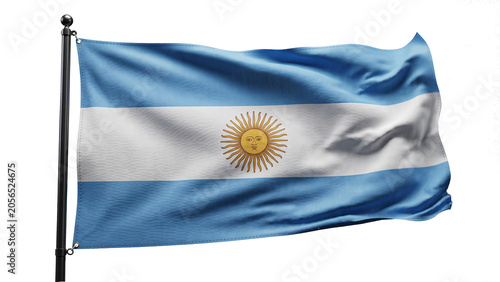 Fotografie Waving Argentine flag PNG isolated on transparent background, national symbol of