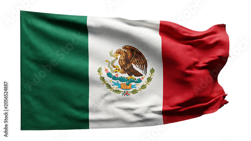 Fotografie Waving Mexican flag PNG isolated on transparent background, national symbol of M
