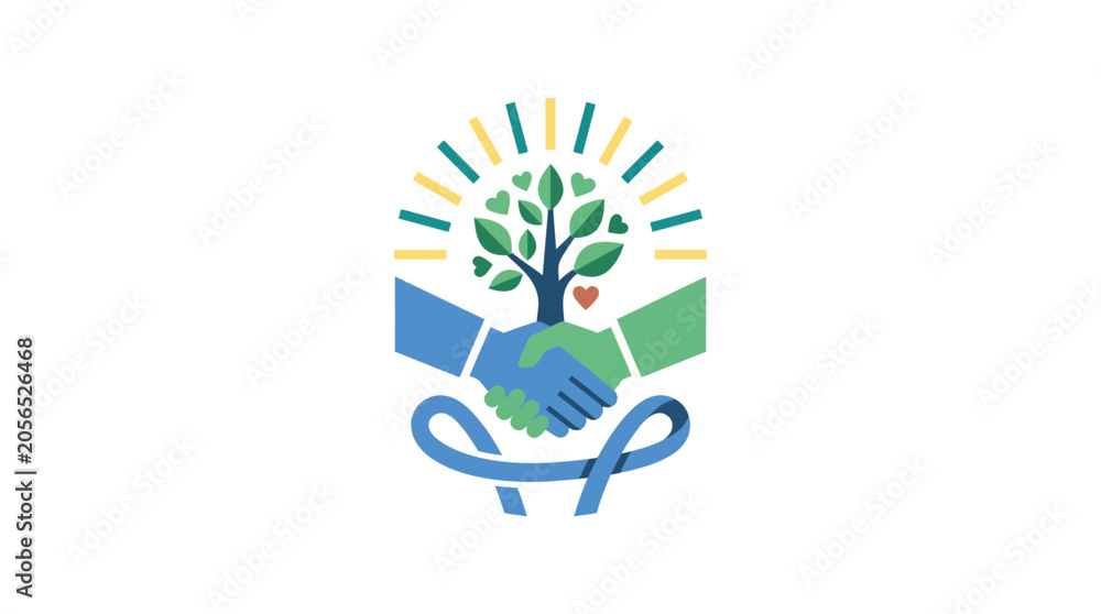 Obraz premium Tree of Life and Helping Hands Partnership Symbol