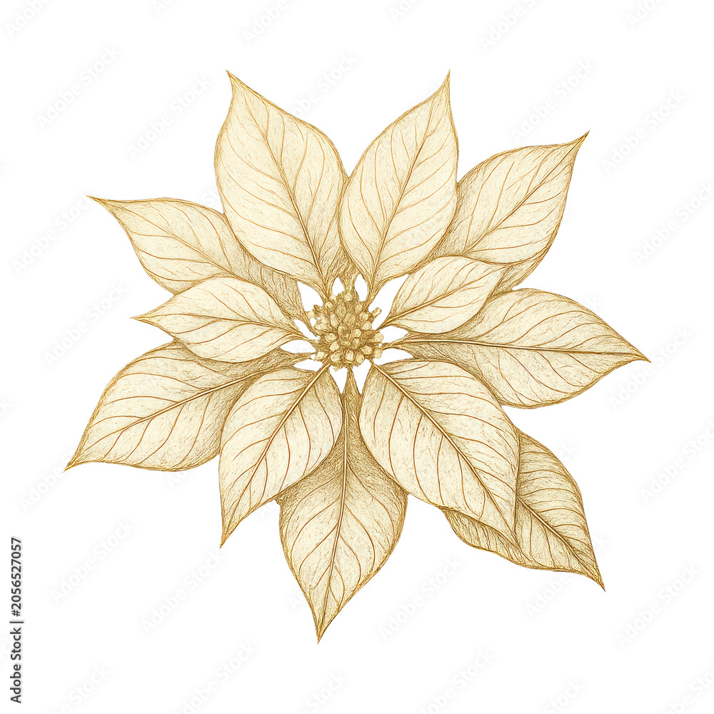 Obraz premium PNG Elegant golden poinsettia illustration
