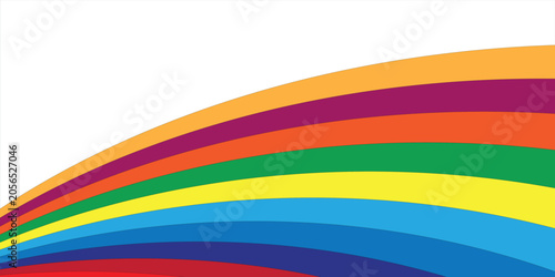 Abstract background with a design waved rainbow against a white background.