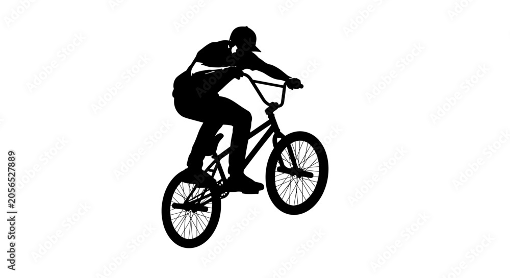 Fototapeta premium Man Riding a Bicycle Silhouette.