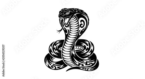 Fotografie Detailed illustration of a cobra snake.