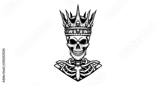 фотографія Skull wearing a crown and cross.