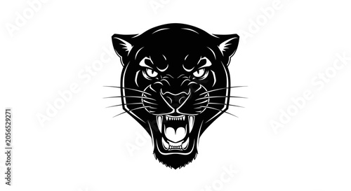 Foto Black Panther Head Fierce Angry Roaring.