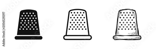 Slika na platnu Thimble icon for sewing and needlework, in solid, outline, and hand-drawn styles