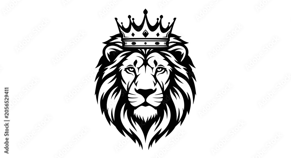 Obraz premium Lion wearing a crown head.