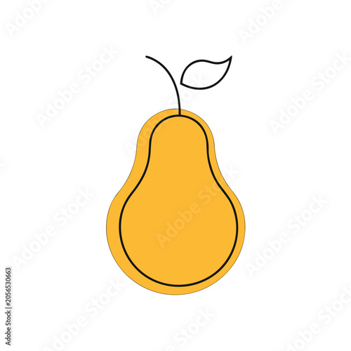 Pear fruit vector illustration isolated on white background depicting a yellow color and natural design element.