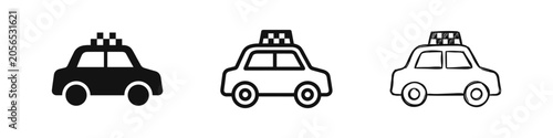 Bild auf Leinwand Taxi car icons representing transportation in flat, outline, and doodle styles