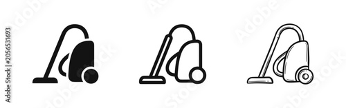 Bild auf Leinwand Vacuum Cleaner Icon Set Featuring Solid, Outline, and Hand-Drawn Doodle Styles f