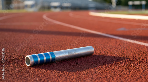 Track And Field Relay Baton On Running Track Athletics Competition Concept