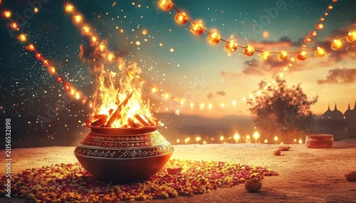 Joyous Lohri Festivities Illustrated with Lights