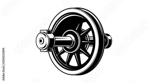 Obraz na plátně Vintage Train Wheel With Axle Detailed Illustration.