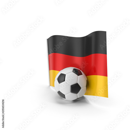 Germany flag with football ball on white background, national team sports design, European football and tournament concept
