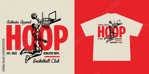 Fotografie Vintage illustration of basketball t shirt design, vector graphic, typographic p