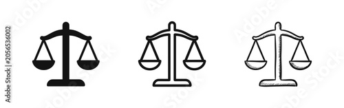 Slika na platnu Balance Scale Icons for Justice, Law, Legal System, and Equality Concepts