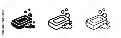 Fotografía Bar of Soap with Bubbles Icon Set