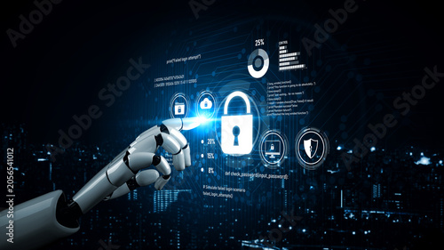Εκτύπωση καμβά AI artificial intelligence strengthens cybersecurity with intelligent threat detection, virtual assistant alerts, and proactive protection agAI artificial intelligencenst digital breaches