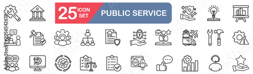 Schilderij op canvas Public Service set of web icons in line style