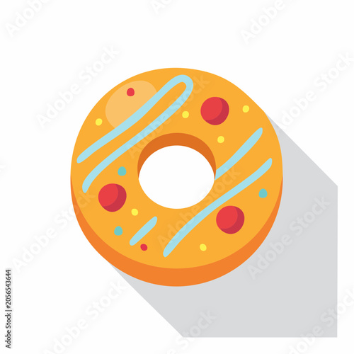 Flat Design Donut with Orange Glaze and Sprinkles