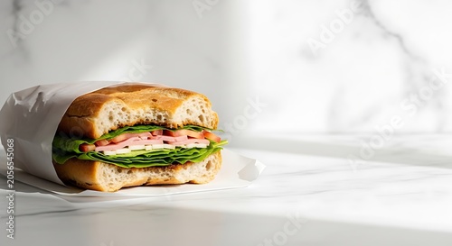 Delicious sandwich with fresh green lettuce.