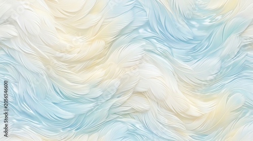 A digital painting depicts a swirling, abstract pattern of pale blue and pale yellow hues, resembling flowing water or clouds.