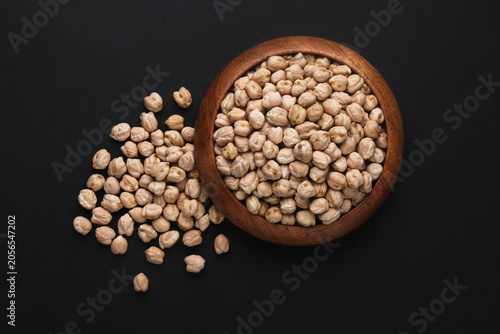 Fotografie Indian food or seeds called kabuli chana isolated on black background