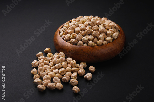 Photos Indian food or seeds called kabuli chana isolated on black background
