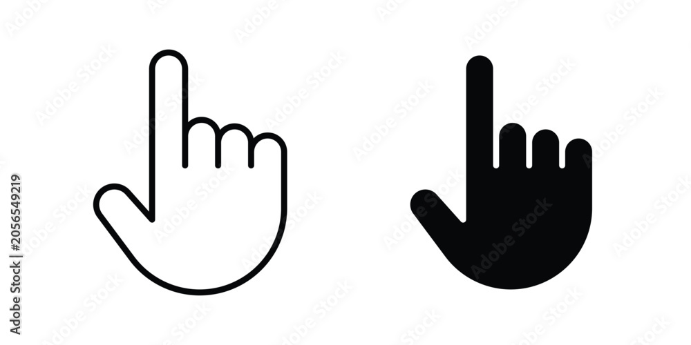 Fototapeta premium Finger icon modern line style, Solid filled vectors set
