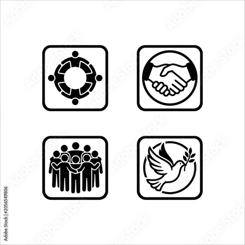 Black and white food and coffee icons vector set for restaurant menu design