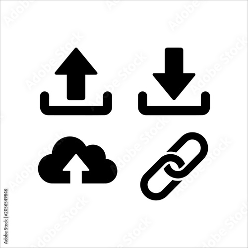Cloud Upload and Download Icon with Arrows for Web and Data Transfer Concept