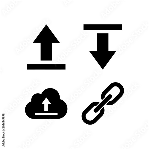 Upload and download arrow icon set vector illustration for web and business design with direction symbols and button interface elements