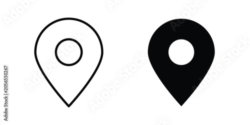 Tableau sur toile Location pin icon modern line style, Solid filled vectors set