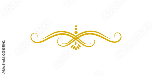 Golden ornate decorative divider flourish isolated on transparent background