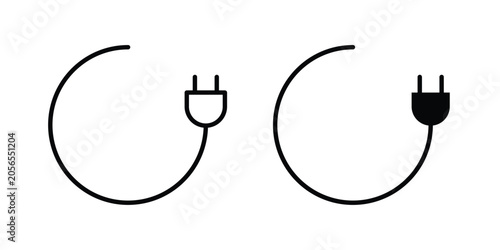 Fotografie Power plug icon modern line style, Solid filled vectors set