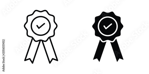 Rosette stamp icon modern line style, Solid filled vectors set